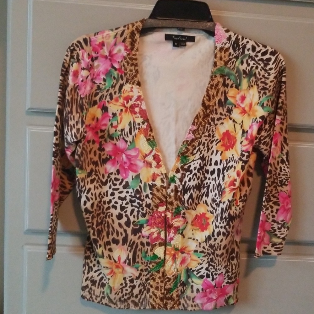 Beautiful beaded animal print sweater